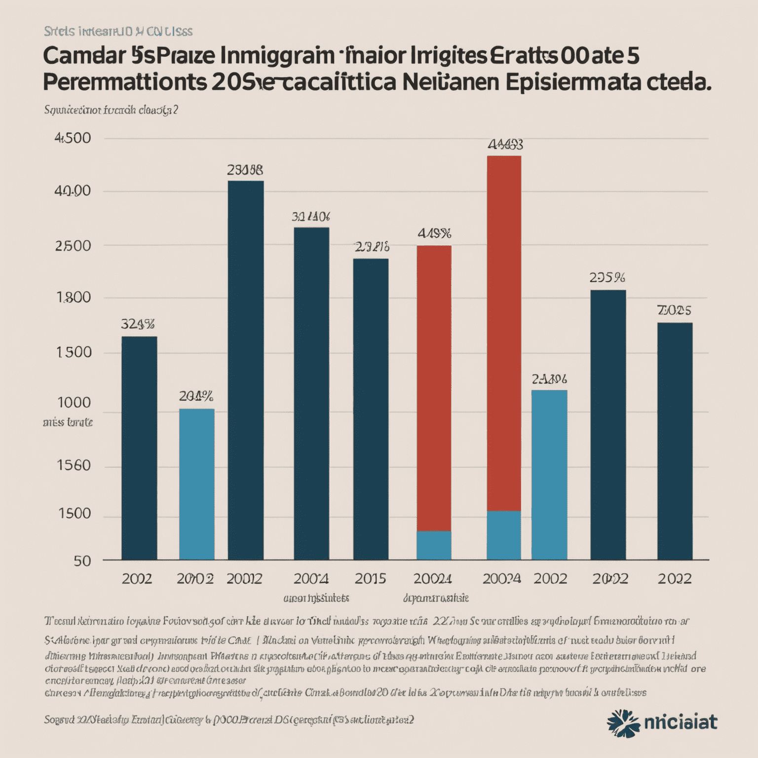 A graph showing Canada's increased immigration targets for 2024 to 2025, with bars representing the number of new permanent residents expected each year.