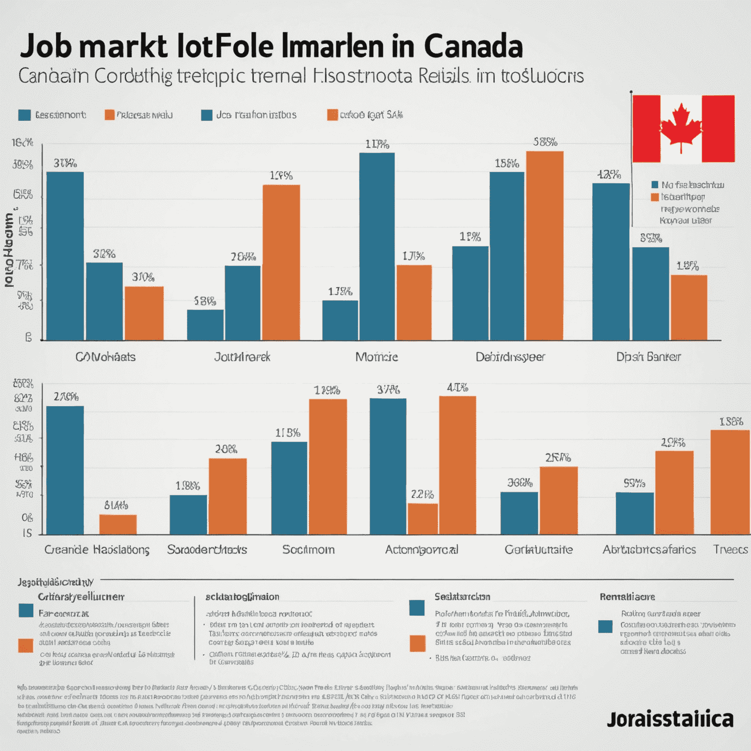 A graph showing job market trends in Canada across various industries